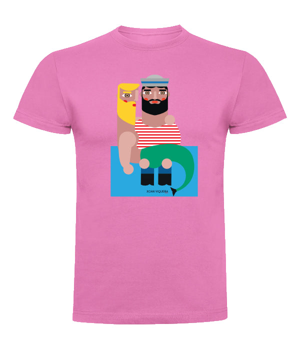 CAMISETA SIRENO Y MARINERO ROSA